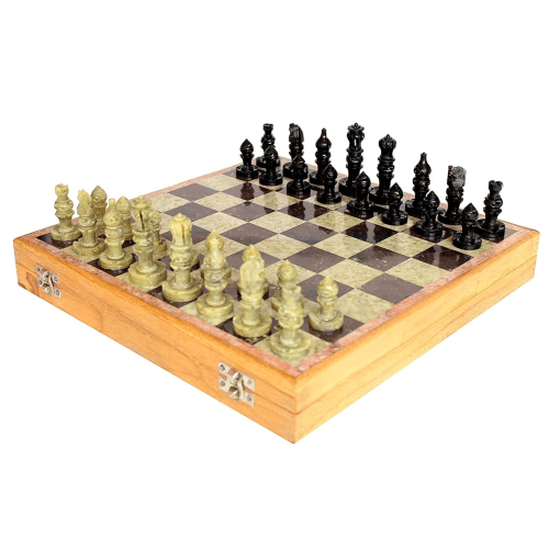 Hand-Carved Stone & Wood Chess Set 40cm | Presents of Mind